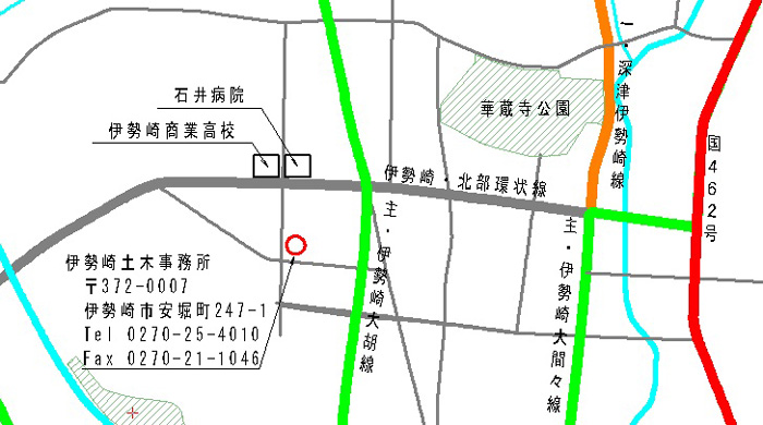 伊勢崎土木事務所への案内地図画像