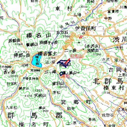 相馬山広域図　相馬山（榛名山）の南面を中心とした地域　高崎市
