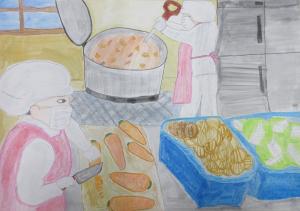 「毎日の給食室」の絵画