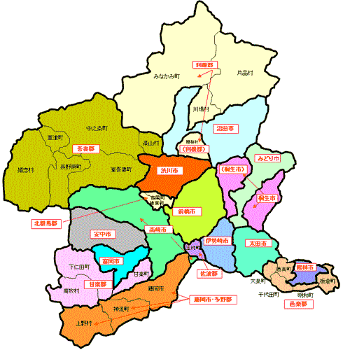 群馬県議・選挙区地図の画像