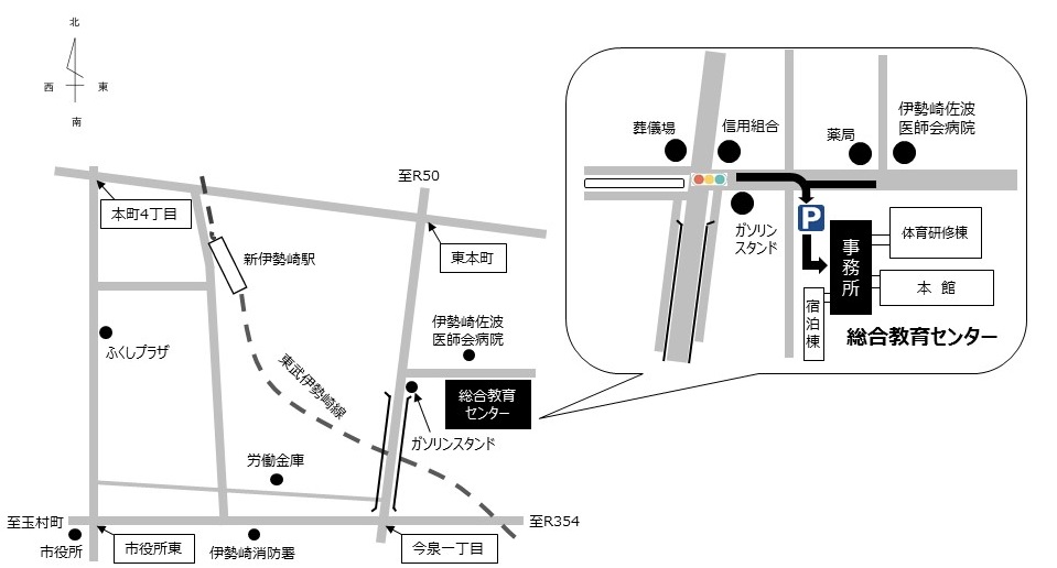 伊勢崎行政県税事務所への地図