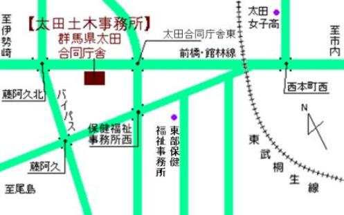 太田土木事務所の位置図画像