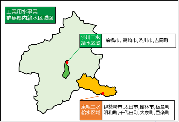 工業用水事業群馬県内給水区域図の画像