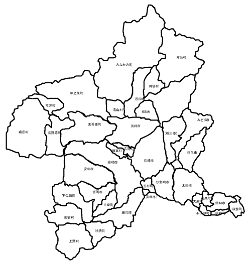 群馬県の市町村マップ