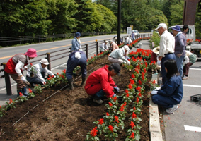 住民団体による花植えの写真