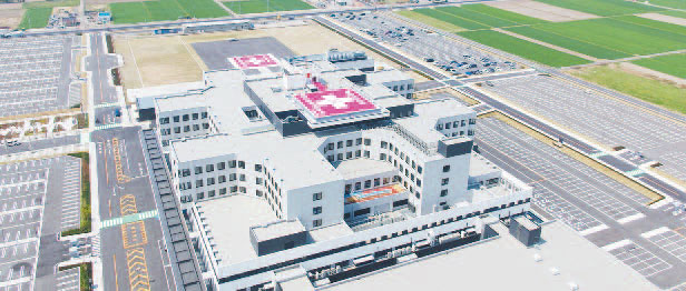 上空から見た前橋赤十字病院（前橋市）の画像