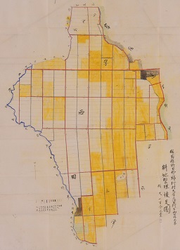 群馬県新田郡綿打村大字上江田村字西田外三字耕地整理予定図の画像