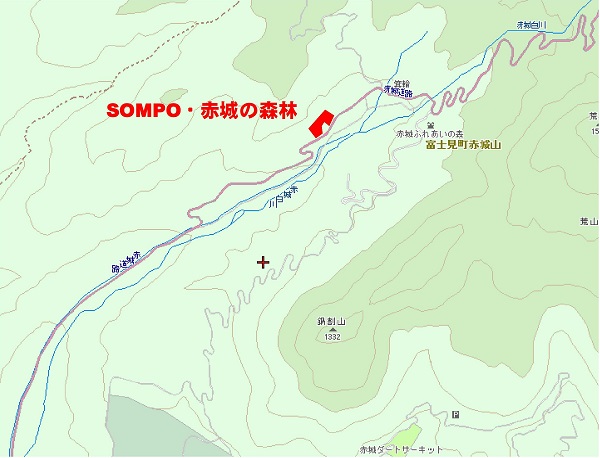 SOMPO・赤城の森林位置図（マッピングぐんまの地図を利用）