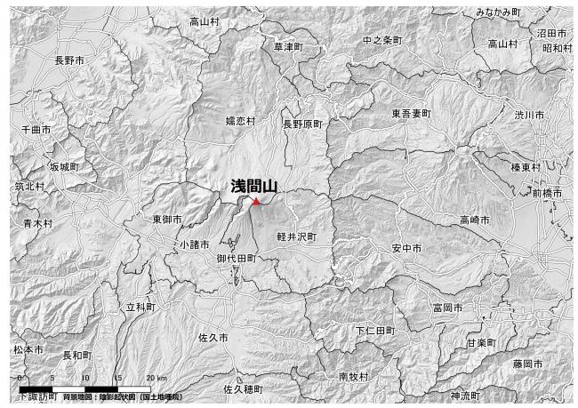 浅間山の位置図の画像