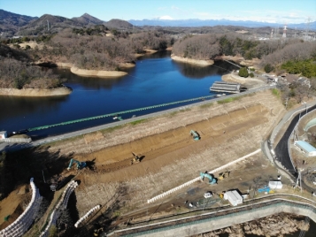 大谷池堤体改修状況の写真