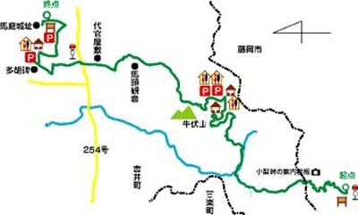 小梨峠から牛伏山へのみち案内地図