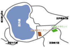 榛名湖畔テニスコートと松之沢グラウンド位置図画像