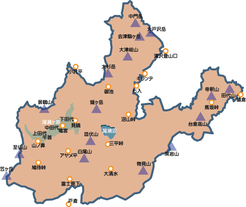 尾瀬国立公園園域図（第3種～第1種特別地域の画像