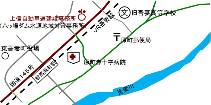 上信自動車道建設事務所の位置図画像