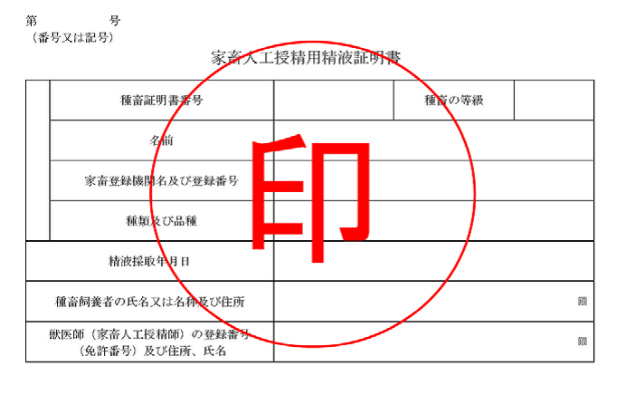 証明書等の全体にスタンプを押印した画像