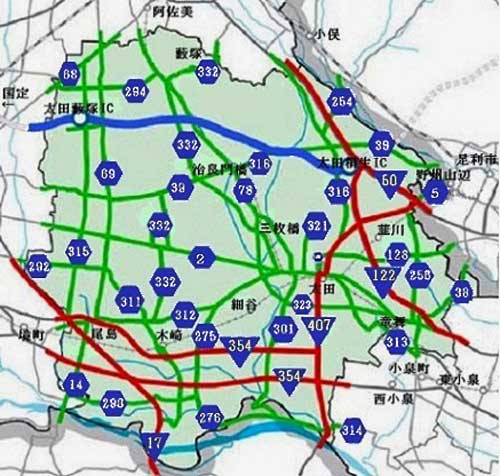 太田管内道路網図の画像