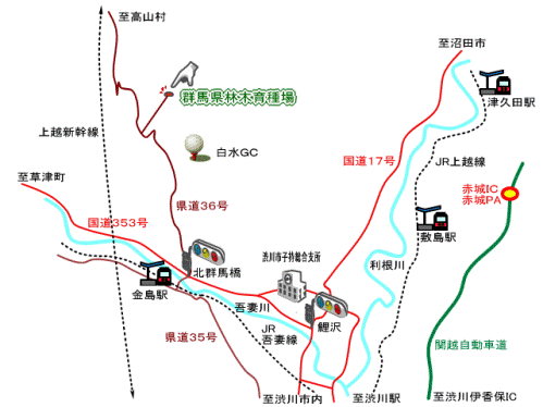 林木育種場の交通案内の図