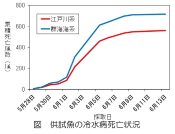 冷水病死亡状況の折れ線グラフ画像