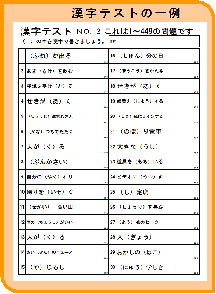 漢字テストの一例