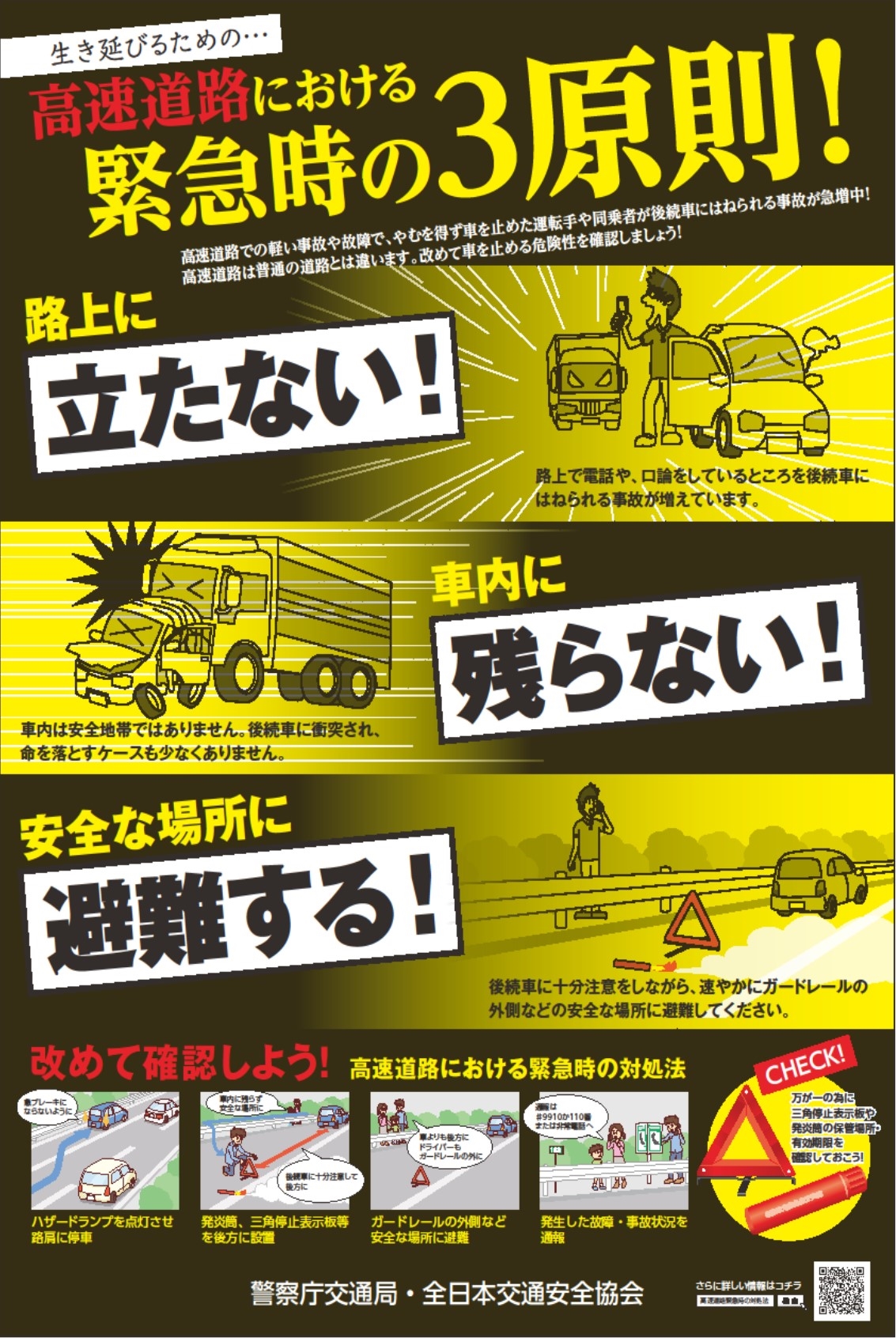 高速道路における緊急時の3原則の画像