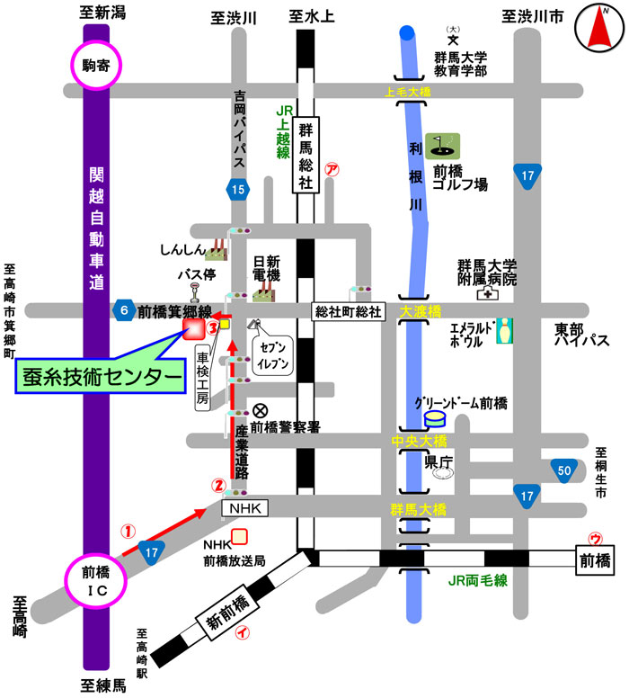 蚕糸技術センター案内図の画像