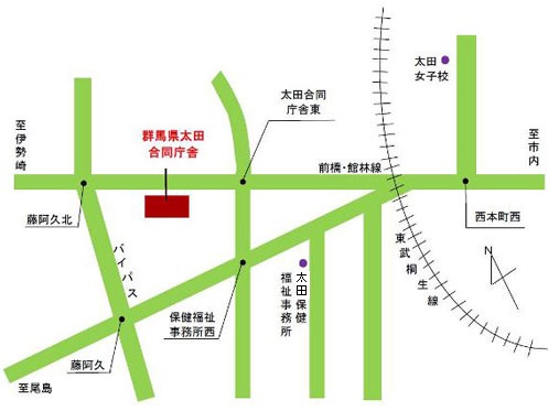 太田合同庁舎付近地図