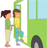 バスの乗降の画像