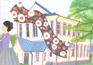 館林市立第一中学校　1年　保坂　怜佳　「西洋建築とモスリン」の画像