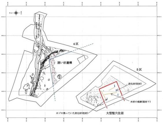 囲い状遺構と大型竪穴住居の位置関係の画像