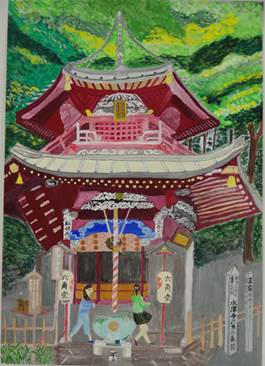 高崎市立第一中学校　1年　竹内　美詠「水沢寺　六角二重塔」の画像