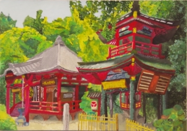 「新緑に包まれる水澤寺」の画像