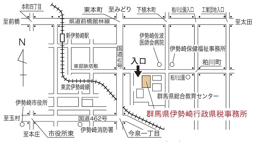 伊勢崎行政県税事務所の地図画像