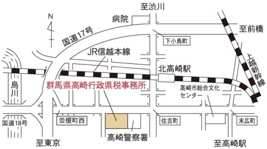 高崎行政県税事務所の地図画像