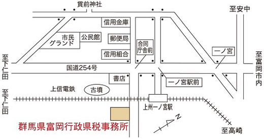 富岡行政県税事務所の地図画像