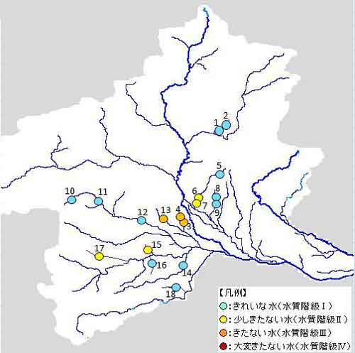 平成21年度水生生物調査地点図画像