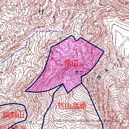 荒山位置図　赤城山の外輪山である荒山を中心とした区域　前橋市