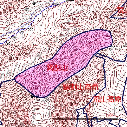 鍋割山位置図　赤城山の外輪山である鍋割山北面を中心とした区域　前橋市