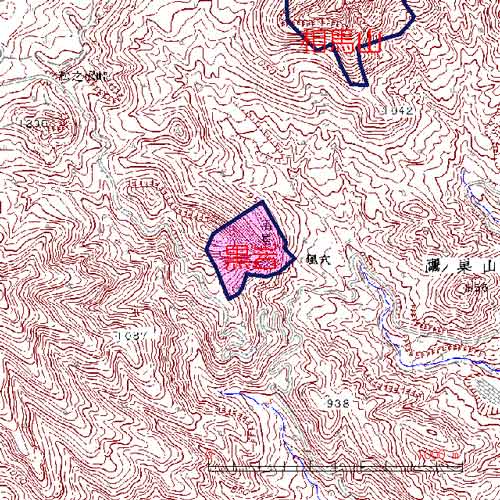 黒岩位置図　榛名山の外輪山の一部で壁岩に囲まれた黒岩を中心とした区域　高崎市