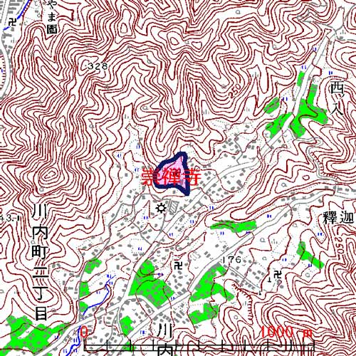 崇禅寺位置図　桐生市崇禅寺境内及びその山林地域