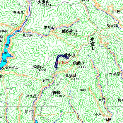 根本沢広域図　栃木県境の根本沢右岸斜面を中心とした帯状の地域　桐生市
