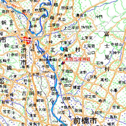 木曽三社神社広域図　渋川市木曽三社神社の境内とその山林地域