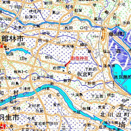 雷電神社広域図　板倉町雷電神社境内の一部及び隣接する山林地域