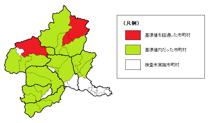 市町村別イノシシ検査結果図の画像