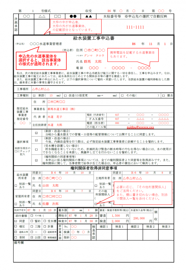 記載例の画像