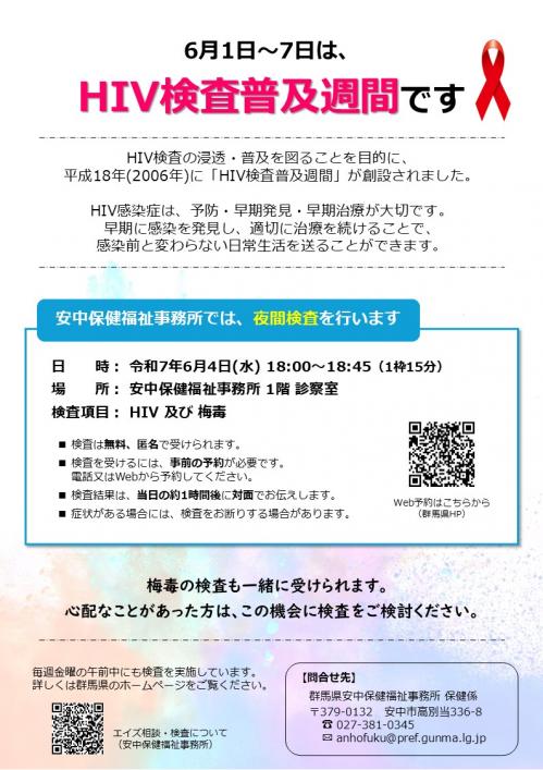 HIV検査普及週間　検査案内の画像
