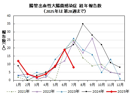 腸管出血性大腸菌感染症　経年報告数画像