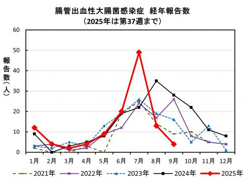腸管出血性大腸菌感染症　経年報告数画像
