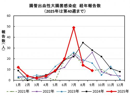 腸管出血性大腸菌感染症　経年報告数画像
