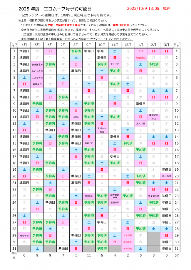 20251009エコムーブ号予約可能日