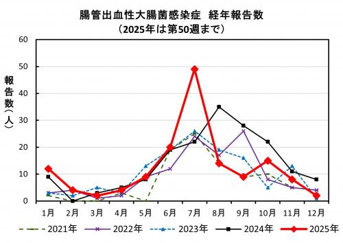 腸管出血性大腸菌感染症　経年報告数画像